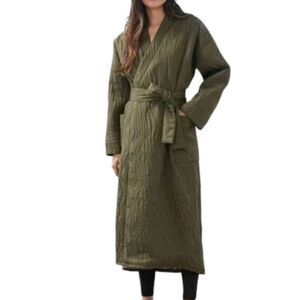 Calme by Johnny Was Ava Olive Green Wrap Coat Quilted XXL